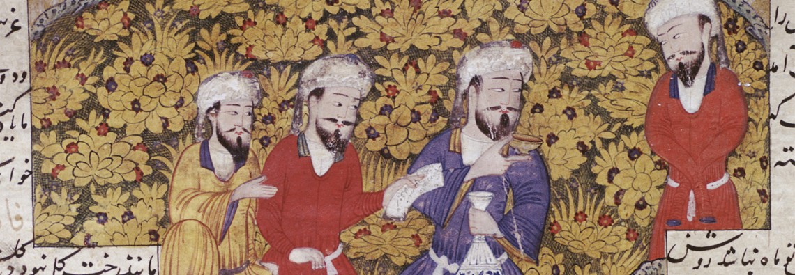 Firdausi und die Hofdichter / persische Miniatur 1441 - Ferdowsi and Poets / Persian Miniature / 1441 - Firdoussi et le poète de cour / Miniature persane 1441