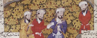 Firdausi und die Hofdichter / persische Miniatur 1441 - Ferdowsi and Poets / Persian Miniature / 1441 - Firdoussi et le poète de cour / Miniature persane 1441