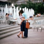 A couple kissing at Alexanderplatz, 1978